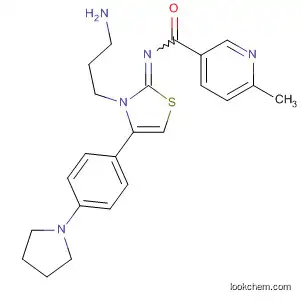 Molecular Structure of 561325-78-8 (3-Pyridinecarboxamide,
N-[3-(3-aminopropyl)-4-[4-(1-pyrrolidinyl)phenyl]-2(3H)-thiazolylidene]-6
-methyl-)
