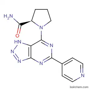 Molecular Structure of 565235-07-6 (2-Pyrrolidinecarboxamide,
1-[5-(4-pyridinyl)-1H-1,2,3-triazolo[4,5-d]pyrimidin-7-yl]-, (2R)-)