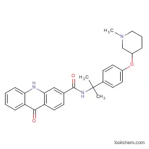 Molecular Structure of 566157-18-4 (3-Acridinecarboxamide,
9,10-dihydro-N-[1-methyl-1-[4-[(1-methyl-3-piperidinyl)oxy]phenyl]ethyl]-
9-oxo-)