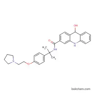 Molecular Structure of 566157-20-8 (3-Acridinecarboxamide,
9,10-dihydro-N-[1-methyl-1-[4-[2-(1-pyrrolidinyl)ethoxy]phenyl]ethyl]-9-ox
o-)