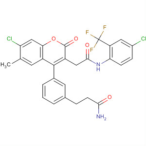 2H-1-Benzopyran-3-acetamide,  4-[3-(3-amino-3-oxopropyl)phenyl]-7-chloro-N-[4-chloro-2-(trifluorometh  yl)phenyl]-6-methyl-2-oxo-