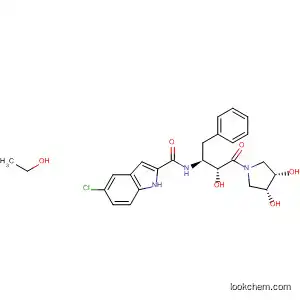 Molecular Structure of 568579-65-7 (1H-Indole-2-carboxamide,
5-chloro-N-[(1S,2R)-3-[(3R,4S)-3,4-dihydroxy-1-pyrrolidinyl]-2-hydroxy-
3-oxo-1-(phenylmethyl)propyl]-, compd. with ethanol (1:1))