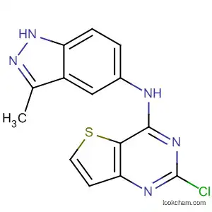 Molecular Structure of 568581-33-9 (Thieno[3,2-d]pyrimidin-4-amine, 2-chloro-N-(3-methyl-1H-indazol-5-yl)-)