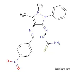 Molecular Structure of 568590-32-9 (Hydrazinecarbothioamide,
2-[1,2-dihydro-1,5-dimethyl-4-[[(4-nitrophenyl)methylene]amino]-2-phen
yl-3H-pyrazol-3-ylidene]-)