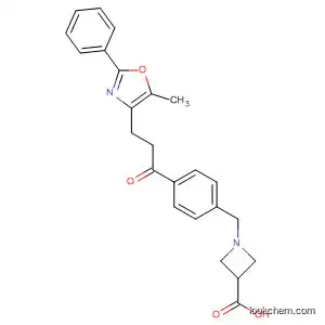 Molecular Structure of 570423-70-0 (3-Azetidinecarboxylic acid,
1-[[4-[3-(5-methyl-2-phenyl-4-oxazolyl)-1-oxopropyl]phenyl]methyl]-)