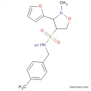 Molecular Structure of 577969-40-5 (4-Isoxazolidinesulfonamide,
3-(2-furanyl)-2-methyl-N-[(4-methylphenyl)methyl]-, (3R,4R)-rel-)