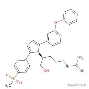 Molecular Structure of 583850-05-9 (Guanidine,
[(4S)-5-hydroxy-4-[2-[4-(methylsulfonyl)phenyl]-5-(3-phenoxyphenyl)-1H-
pyrrol-1-yl]pentyl]-)