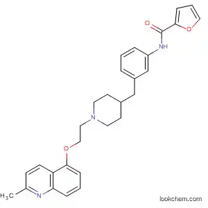 Molecular Structure of 586411-27-0 (2-Furancarboxamide,
N-[3-[[1-[2-[(2-methyl-5-quinolinyl)oxy]ethyl]-4-piperidinyl]methyl]phenyl]-)