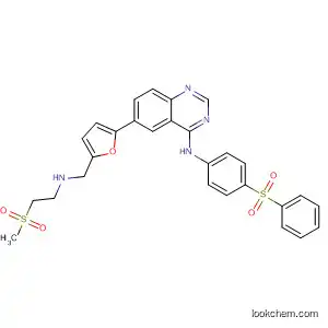 Molecular Structure of 386744-56-5 (4-Quinazolinamine,
6-[5-[[[2-(methylsulfonyl)ethyl]amino]methyl]-2-furanyl]-N-[4-(phenylsulfon
yl)phenyl]-)