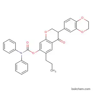 Carbamic acid, diphenyl-,
3-(2,3-dihydro-1,4-benzodioxin-6-yl)-4-oxo-6-propyl-4H-1-benzopyran-7
-yl ester