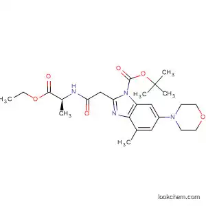 Molecular Structure of 667402-69-9 (1H-Benzimidazole-1-carboxylic acid,
2-[2-[[(1S)-2-ethoxy-1-methyl-2-oxoethyl]amino]-2-oxoethyl]-4-methyl-6-(
4-morpholinyl)-, 1,1-dimethylethyl ester)
