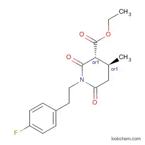Molecular Structure of 676622-03-0 (3-Piperidinecarboxylic acid,
1-[2-(4-fluorophenyl)ethyl]-4-methyl-2,6-dioxo-, ethyl ester, (3R,4S)-rel-)