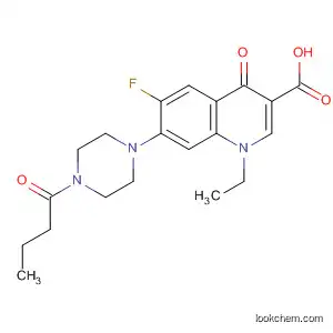 Molecular Structure of 135038-32-3 (3-Quinolinecarboxylic acid,
1-ethyl-6-fluoro-1,4-dihydro-4-oxo-7-[4-(1-oxobutyl)-1-piperazinyl]-)