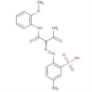 Molecular Structure of 150959-19-6 (Benzenesulfonic acid,
2-[[1-[[(2-methoxyphenyl)amino]carbonyl]-2-oxopropyl]azo]-5-methyl-)