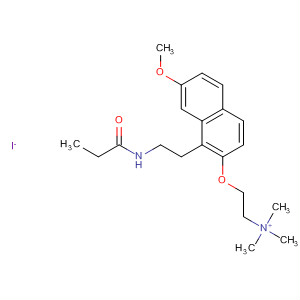 Molecular Structure of 198470-47-2 (Ethanaminium,
2-[[7-methoxy-1-[2-[(1-oxopropyl)amino]ethyl]-2-naphthalenyl]oxy]-N,N,
N-trimethyl-, iodide)