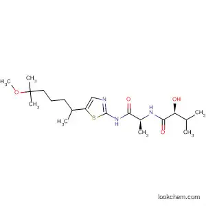 Molecular Structure of 681140-41-0 (Butanamide,
2-hydroxy-N-[(1S)-2-[[5-(5-methoxy-1,5-dimethylhexyl)-2-thiazolyl]amino
]-1-methyl-2-oxoethyl]-3-methyl-, (2S)-)