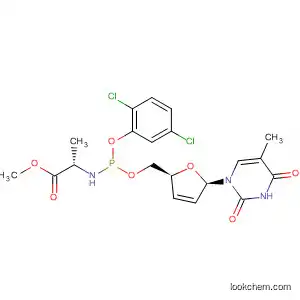 Molecular Structure of 420803-74-3 (L-Alanine,
N-[(2,5-dichlorophenoxy)[[(2S,5R)-5-(3,4-dihydro-5-methyl-2,4-dioxo-1(
2H)-pyrimidinyl)-2,5-dihydro-2-furanyl]methoxy]phosphinyl]-, methyl
ester)