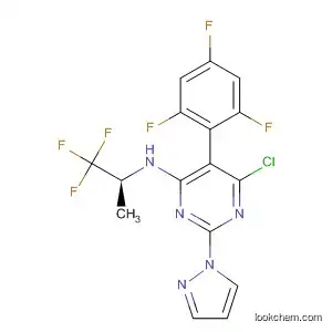 Molecular Structure of 461677-98-5 (4-Pyrimidinamine,
6-chloro-2-(1H-pyrazol-1-yl)-N-[(1S)-2,2,2-trifluoro-1-methylethyl]-5-(2,4,
6-trifluorophenyl)-)