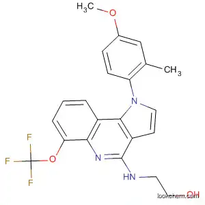 Molecular Structure of 478696-09-2 (Ethanol,
2-[[1-(4-methoxy-2-methylphenyl)-6-(trifluoromethoxy)-1H-pyrrolo[3,2-c]
quinolin-4-yl]amino]-)