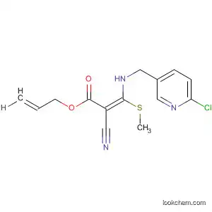 Molecular Structure of 591771-62-9 (2-Propenoic acid,
3-[[(6-chloro-3-pyridinyl)methyl]amino]-2-cyano-3-(methylthio)-,
2-propenyl ester, (2E)-)
