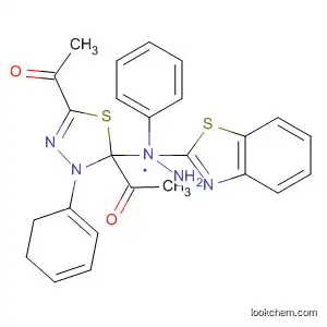Molecular Structure of 668466-33-9 (Ethanone,
1,1'-[2-[2-(2-benzothiazolyl)-2-phenylhydrazino]-2,3-dihydro-3-phenyl-1,
3,4-thiadiazole-2,5-diyl]bis-)