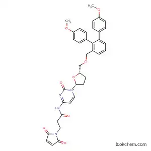 Molecular Structure of 797804-88-7 (1H-Pyrrole-1-propanamide,
N-[1-[(2R,5S)-5-[[bis(4-methoxyphenyl)phenylmethoxy]methyl]tetrahydro
-2-furanyl]-1,2-dihydro-2-oxo-4-pyrimidinyl]-2,5-dihydro-2,5-dioxo-)