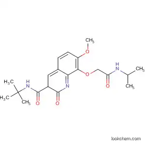 Molecular Structure of 800409-94-3 (3-Quinolinecarboxamide,
N-(1,1-dimethylethyl)-1,2-dihydro-7-methoxy-8-[2-[(1-methylethyl)amino]
-2-oxoethoxy]-2-oxo-)