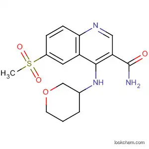 Molecular Structure of 801307-86-8 (3-Quinolinecarboxamide,
6-(methylsulfonyl)-4-[(tetrahydro-2H-pyran-3-yl)amino]-)
