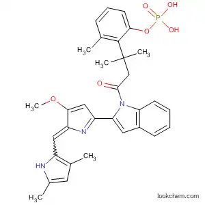 Molecular Structure of 803712-65-4 (1H-Indole,
2-[2-[(3,5-dimethyl-1H-pyrrol-2-yl)methylene]-3-methoxy-2H-pyrrol-5-yl]-
1-[3-methyl-3-[2-methyl-6-(phosphonooxy)phenyl]-1-oxobutyl]-)