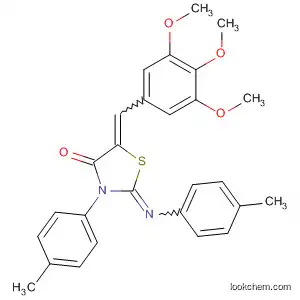 Molecular Structure of 803729-06-8 (4-Thiazolidinone,
3-(4-methylphenyl)-2-[(4-methylphenyl)imino]-5-[(3,4,5-trimethoxyphenyl)
methylene]-)