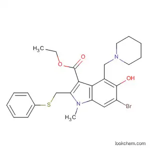 Molecular Structure of 842162-49-6 (1H-Indole-3-carboxylic acid,
6-bromo-5-hydroxy-1-methyl-2-[(phenylthio)methyl]-4-(1-piperidinylmeth
yl)-, ethyl ester)