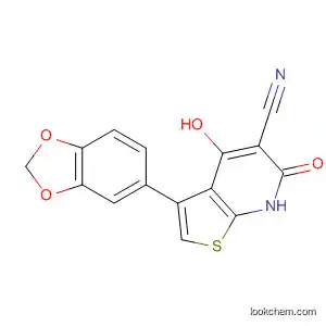 Molecular Structure of 844502-54-1 (Thieno[2,3-b]pyridine-5-carbonitrile,
3-(1,3-benzodioxol-5-yl)-6,7-dihydro-4-hydroxy-6-oxo-)