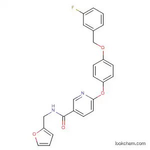 Molecular Structure of 847156-09-6 (3-Pyridinecarboxamide,
6-[4-[(3-fluorophenyl)methoxy]phenoxy]-N-(2-furanylmethyl)-)