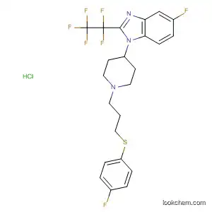 Molecular Structure of 847224-39-9 (1H-Benzimidazole,
5-fluoro-1-[1-[3-[(4-fluorophenyl)thio]propyl]-4-piperidinyl]-2-(pentafluoro
ethyl)-, hydrochloride)