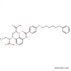 Molecular Structure of 847655-76-9 (4H-1,4-Benzoxazine-4-butanoic acid,
2-carboxy-2,3-dihydro-8-[[4-[(6-phenylhexyl)oxy]benzoyl]amino]-)