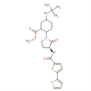 Cyclohexanecarboxylic acid,  2-[(3S)-3-[([2,2'-bithiophen]-5-ylcarbonyl)amino]-2-oxo-1-pyrrolidinyl]-5-[  (1,1-dimethylethyl)amino]-, methyl ester, (1R,2S,5R)-