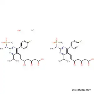 Molecular Structure of 848029-33-4 (6-Heptenoic acid,
7-[4-(4-fluorophenyl)-6-(1-methylethyl)-2-[methyl(methylsulfonyl)amino]-5
-pyrimidinyl]-3,5-dihydroxy-, calcium salt (2:1), hydrate, (3R,5S,6E)-)
