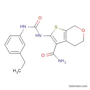 Molecular Structure of 848326-30-7 (5H-Thieno[2,3-c]pyran-3-carboxamide,
2-[[[(3-ethylphenyl)amino]carbonyl]amino]-4,7-dihydro-)