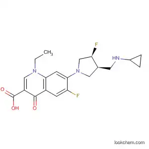 Molecular Structure of 848416-14-8 (3-Quinolinecarboxylic acid,
7-[(3S,4S)-3-[(cyclopropylamino)methyl]-4-fluoro-1-pyrrolidinyl]-1-ethyl-6
-fluoro-1,4-dihydro-4-oxo-)