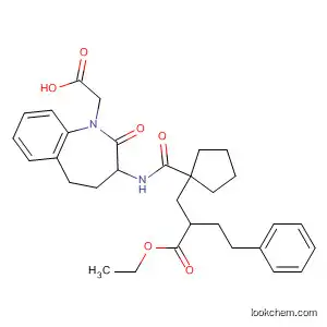 Molecular Structure of 182560-84-5 (1H-1-Benzazepine-1-acetic acid,
3-[[[1-[2-(ethoxycarbonyl)-4-phenylbutyl]cyclopentyl]carbonyl]amino]-2,3,
4,5-tetrahydro-2-oxo-)