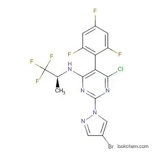Molecular Structure of 461678-58-0 (4-Pyrimidinamine,
2-(4-bromo-1H-pyrazol-1-yl)-6-chloro-N-[(1S)-2,2,2-trifluoro-1-methyleth
yl]-5-(2,4,6-trifluorophenyl)-)