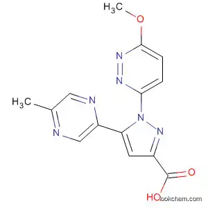 Molecular Structure of 858601-41-9 (1H-Pyrazole-3-carboxylic acid,
1-(6-methoxy-3-pyridazinyl)-5-(5-methylpyrazinyl)-)