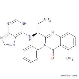 Molecular Structure of 870280-85-6 (4(3H)-Quinazolinone,
5-methyl-3-phenyl-2-[(1S)-1-(1H-purin-6-ylamino)propyl]-)