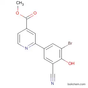 Molecular Structure of 876918-38-6 (4-Pyridinecarboxylic acid, 2-(3-bromo-5-cyano-4-hydroxyphenyl)-,
methyl ester)
