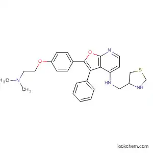 Molecular Structure of 877059-46-6 (Furo[2,3-b]pyridin-4-amine,
2-[4-[2-(dimethylamino)ethoxy]phenyl]-3-phenyl-N-(4-thiazolidinylmethyl)
-)
