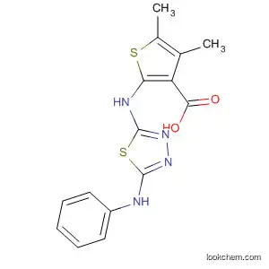 Molecular Structure of 879093-60-4 (3-Thiophenecarboxylic acid,
4,5-dimethyl-2-[[5-(phenylamino)-1,3,4-thiadiazol-2-yl]amino]-)