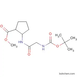 Molecular Structure of 879122-92-6 (Cyclopentanecarboxylic acid,
2-[[[[(1,1-dimethylethoxy)carbonyl]amino]acetyl]amino]-, methyl ester,
(1R,2S)-)