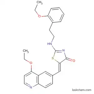 Molecular Structure of 879324-56-8 (4(5H)-Thiazolone,
2-[[2-(2-ethoxyphenyl)ethyl]amino]-5-[(4-ethoxy-6-quinolinyl)methylene]-,
(5Z)-)