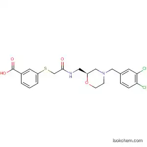 Molecular Structure of 879401-69-1 (Benzoic acid,
3-[[2-[[[(2S)-4-[(3,4-dichlorophenyl)methyl]-2-morpholinyl]methyl]amino]-
2-oxoethyl]thio]-)