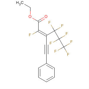 Molecular Structure of 195833-92-2 (2-Hexenoic acid, 2,4,4,5,5,6,6,6-octafluoro-3-(phenylethynyl)-, ethyl
ester, (E)-)